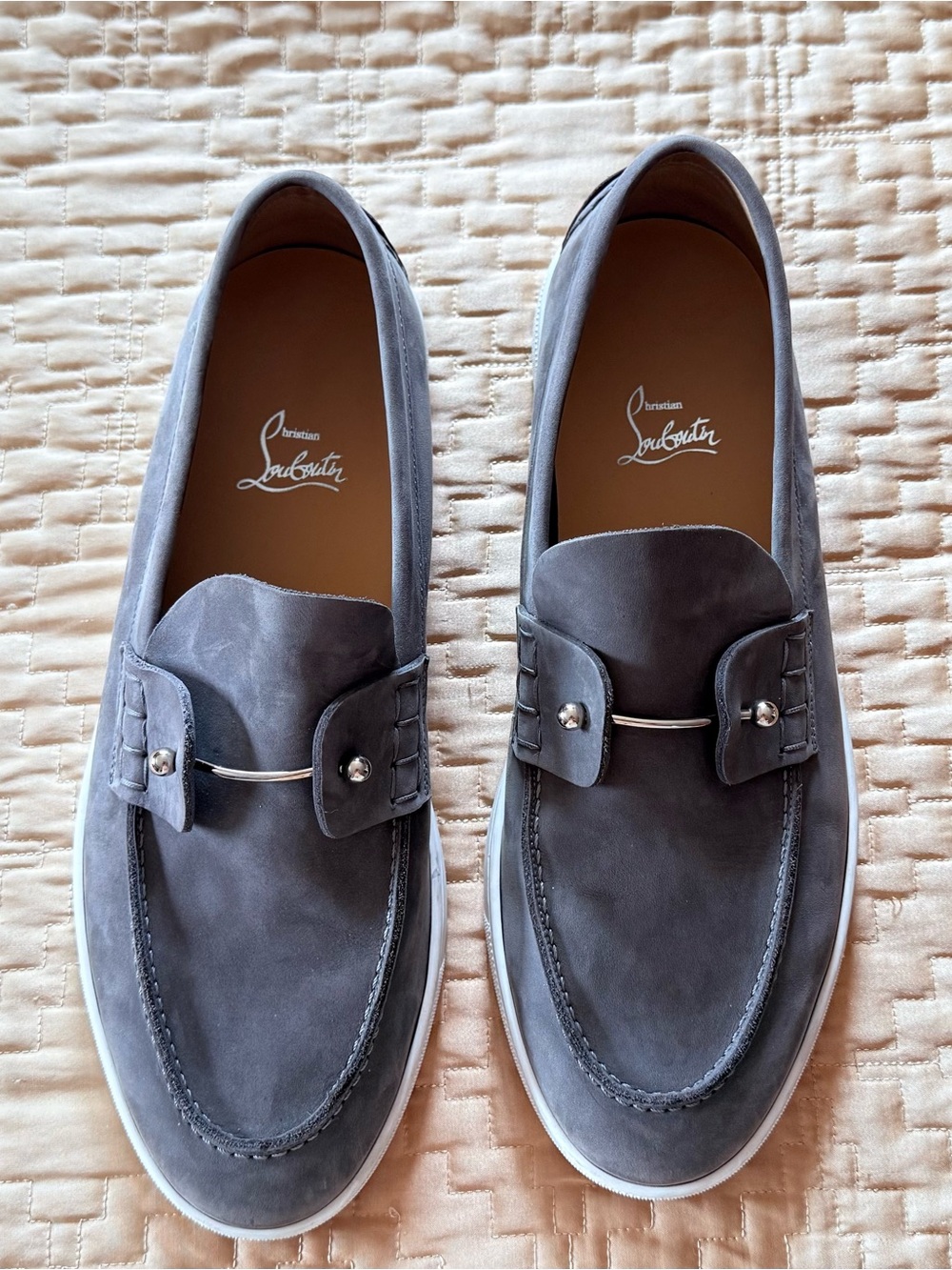 Christian Louboutin Chambeliboat Suede Leather Boat Shoes size 44
